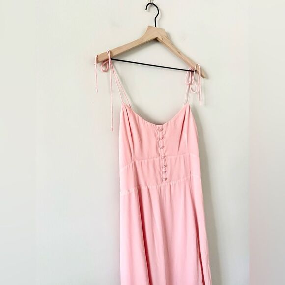 NWT Abercrombie & Fitch Tie Strap Button Midi Sundress in Pink - Size M - Picture 3 of 7
